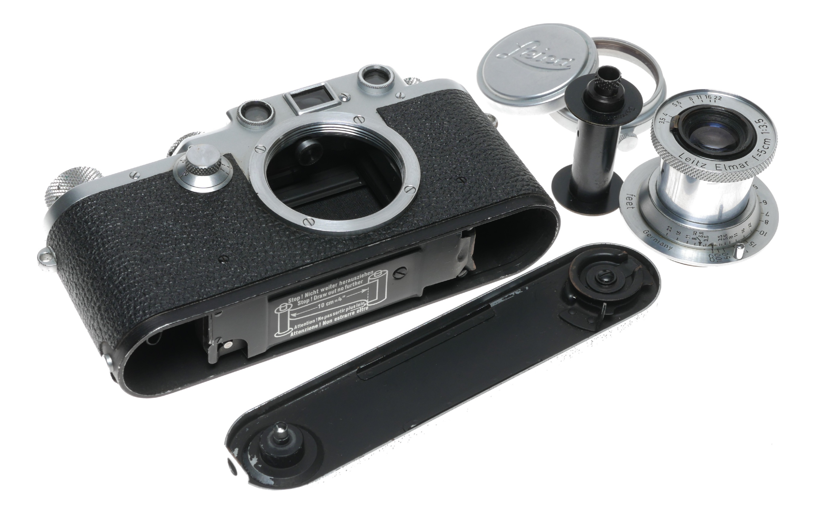 Leica IIIf red dial camera with Elmar 3.5/50mm lens great