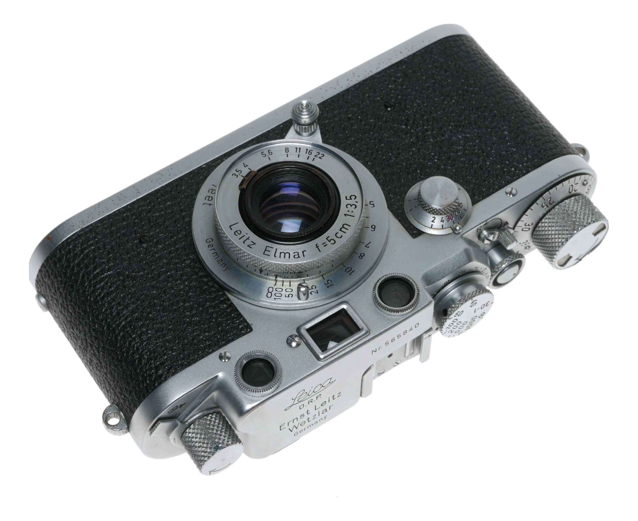 Leica IIIf red dial camera with Elmar 3.5/50mm lens great