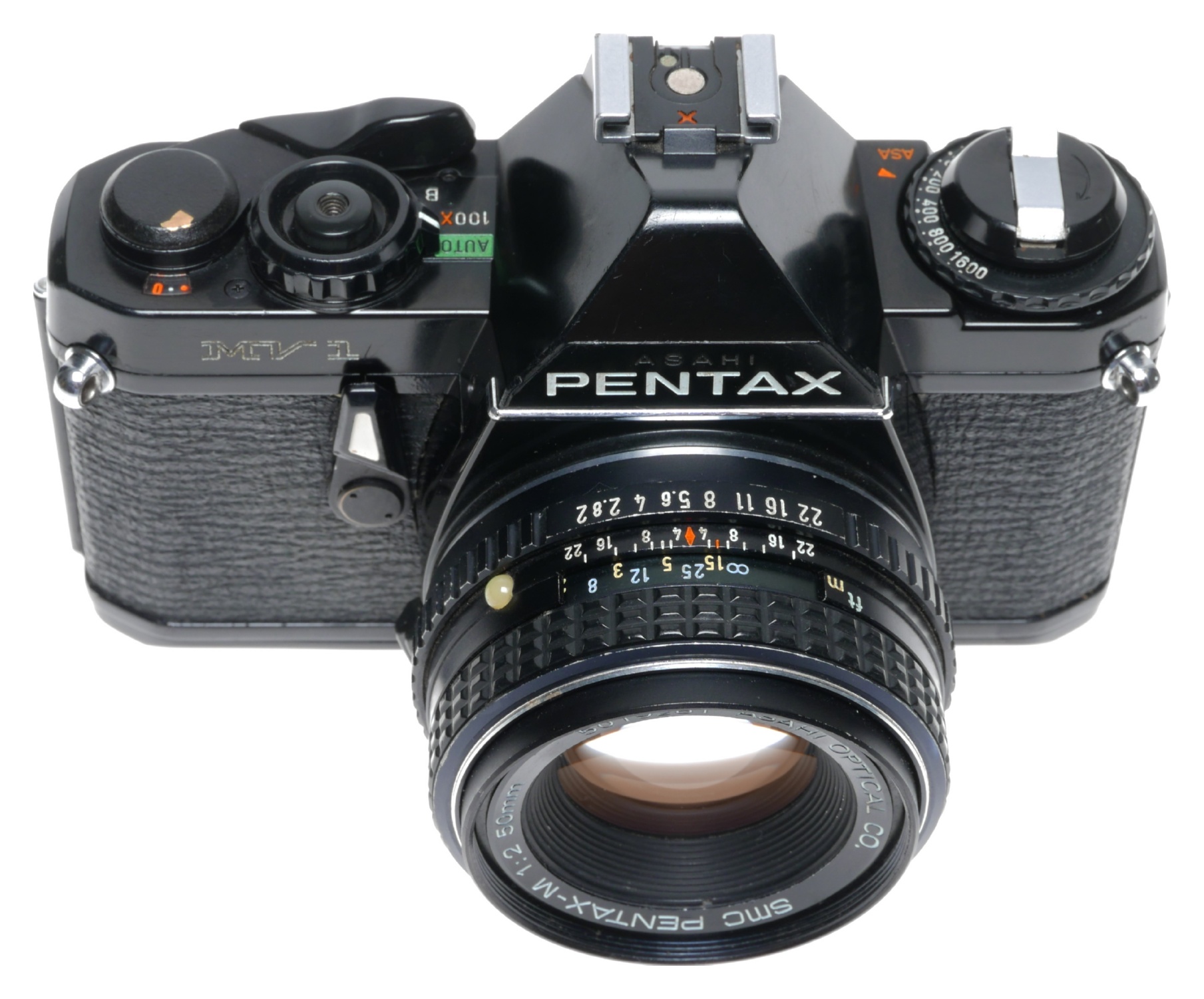 Asahi Pentax MV 1 35mm SLR Film Camera SMC Pentax-M 1:2/50